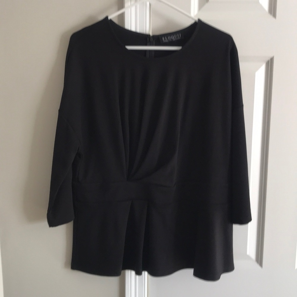 Long Sleeve Gathered Bodice Peplum Top